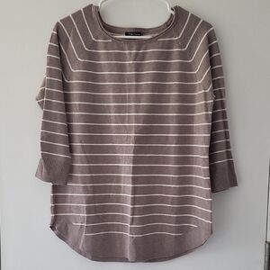 Womens Taupe Striped Sweater